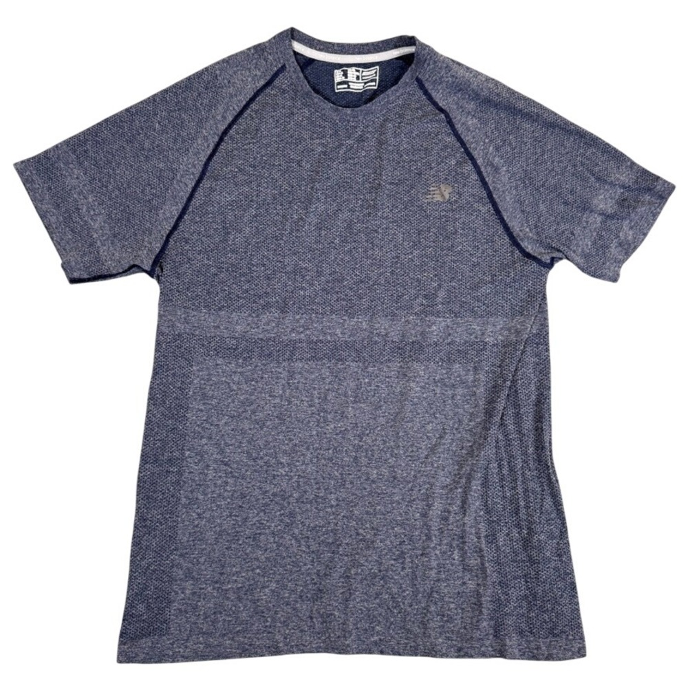 New Balance NB Dry Mens XL Blue Heathered Short Sleeve Athletic Training Shirt